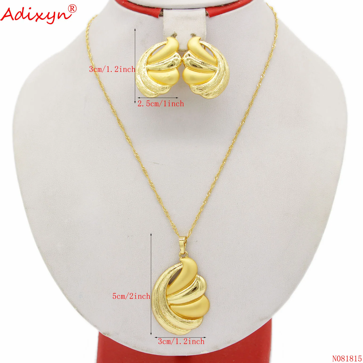 Adixyn 24k Gold Color Nigerian/African Wedding Jewelry Set Pendant Necklace earrings for women Party Gifts N081815