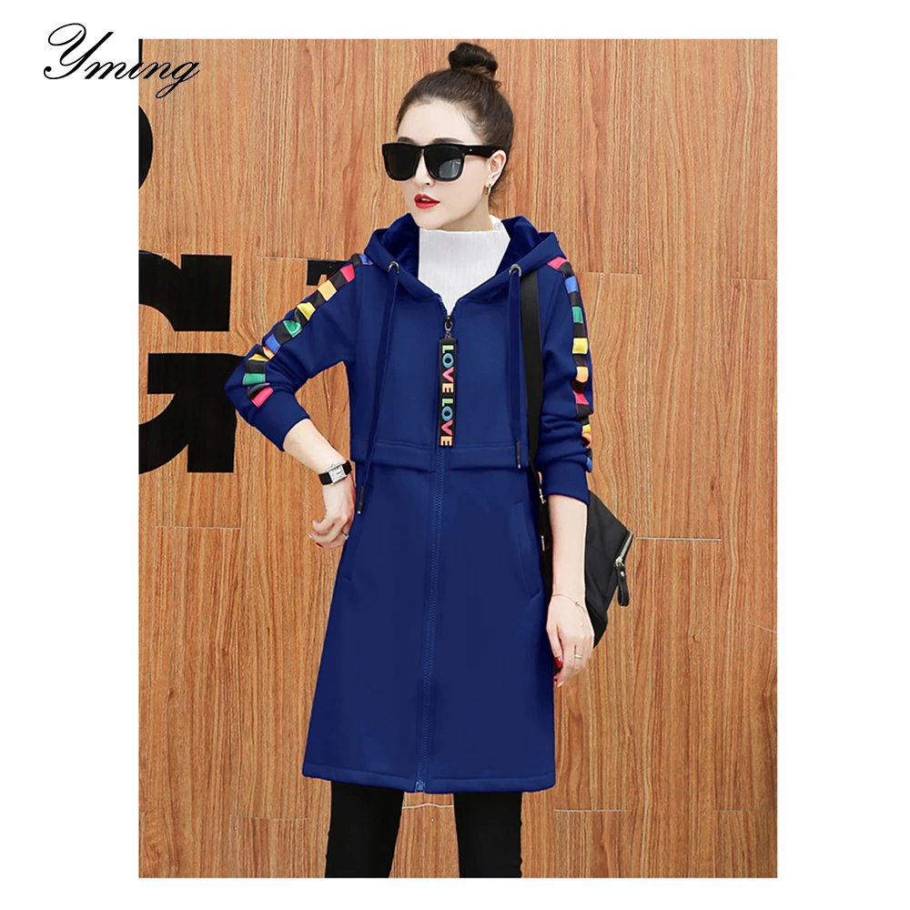 YMING Women's Winter Plus Velvet Thick Large Mid-Length Casual Hooded  Jacket Winter Weekend Travel Clothing