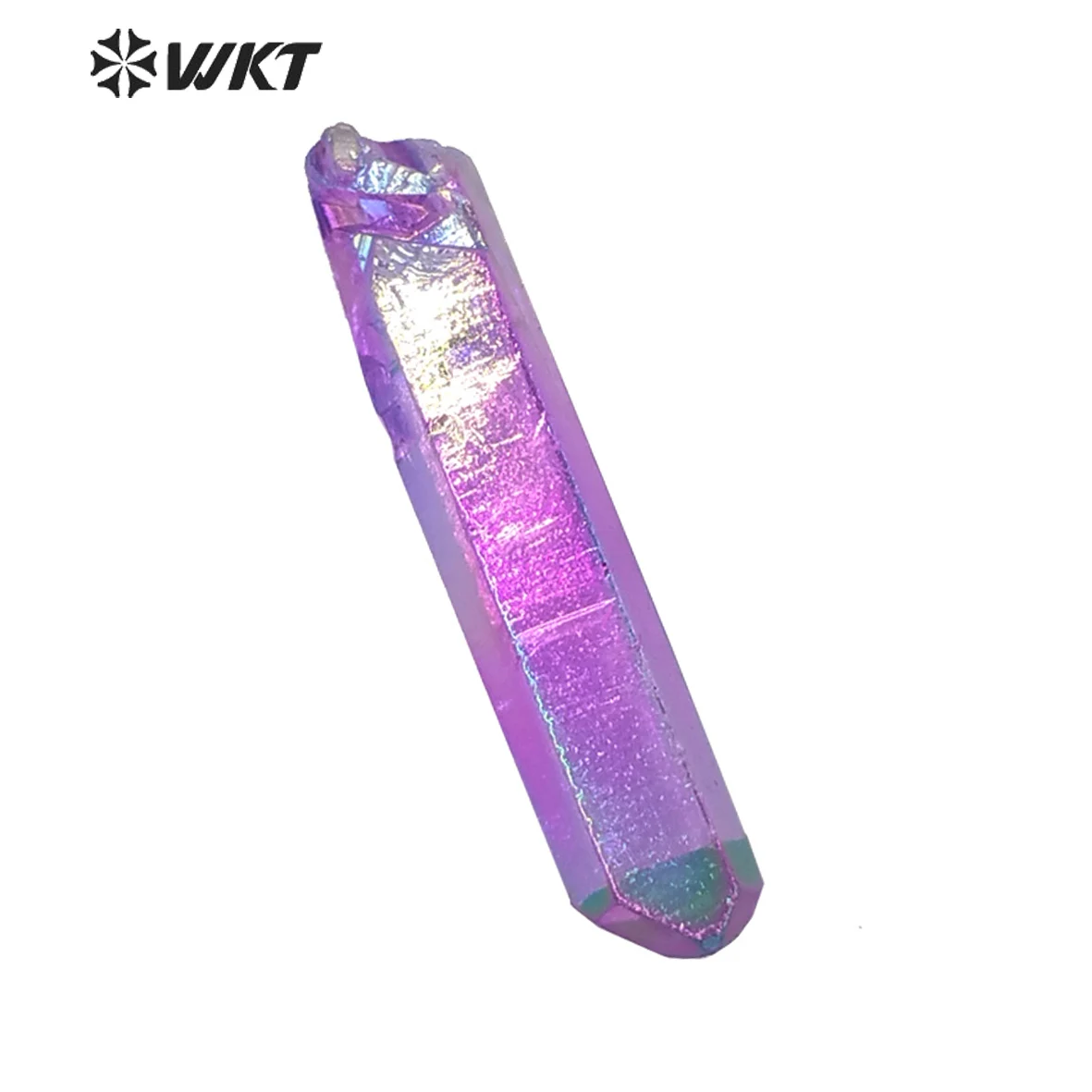 

WT-G086 WKT Wholesale Natural Crystal quartz point Aura stone with titanium electroplated multi color wholesale 1 kg / A lot