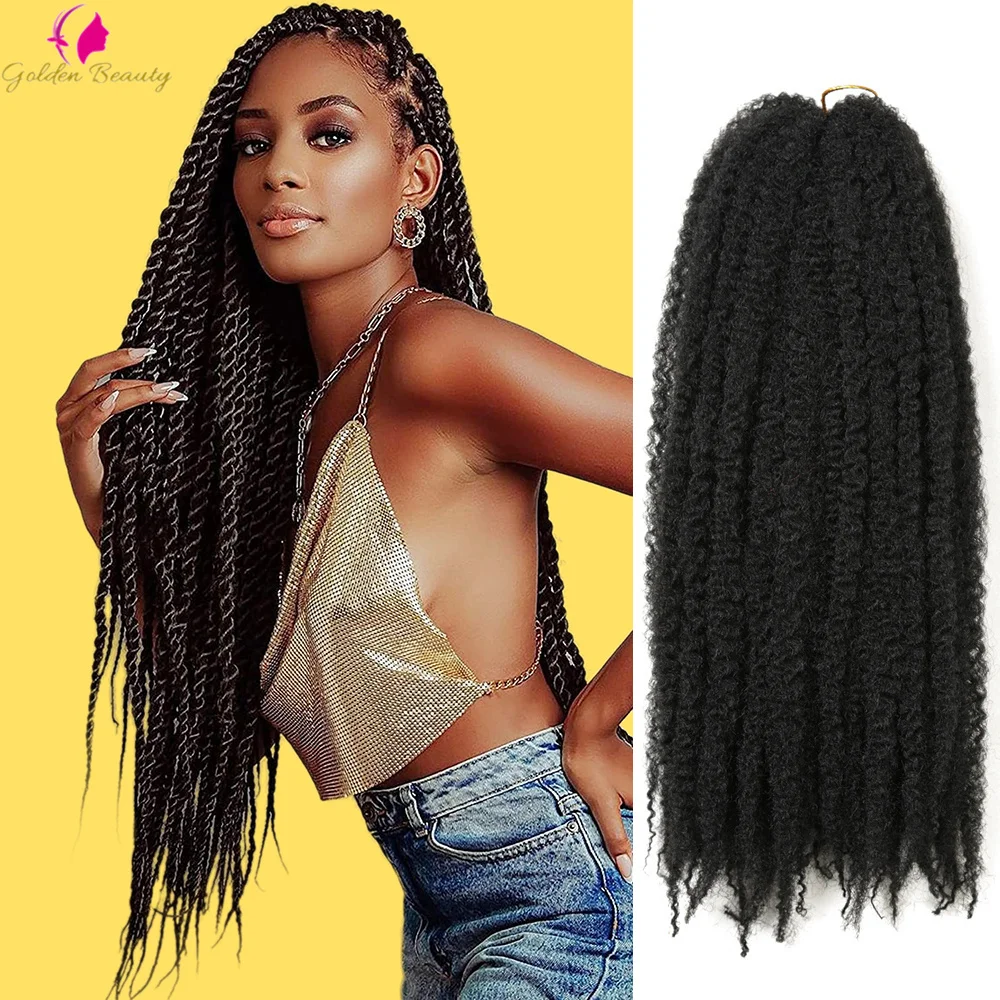 Marley Twist Braiding Hair 18 Inch Afro Kinky Curly Braiding Hair Crochet Braids Cuban Twist Synthetic Hair Extension for Women