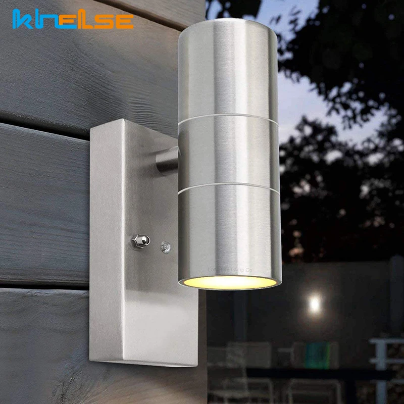 

Outdoor Garden Up Down Wall Light Dusk Till Dawn Sensor Stainless Steel Black Wall Spot Light Gu10 Base