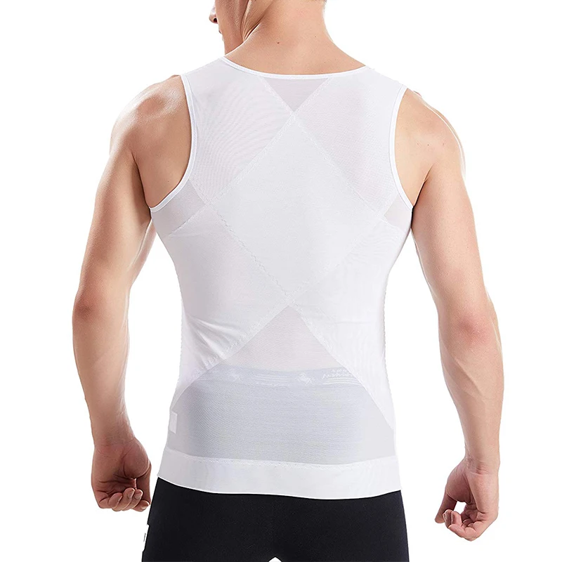 Men Slimming Body Shaper with Zipper Compression Shirt Slim Shapewear Vest Abdomen Slim Tank Elastic Tummy Belly Control Shapers