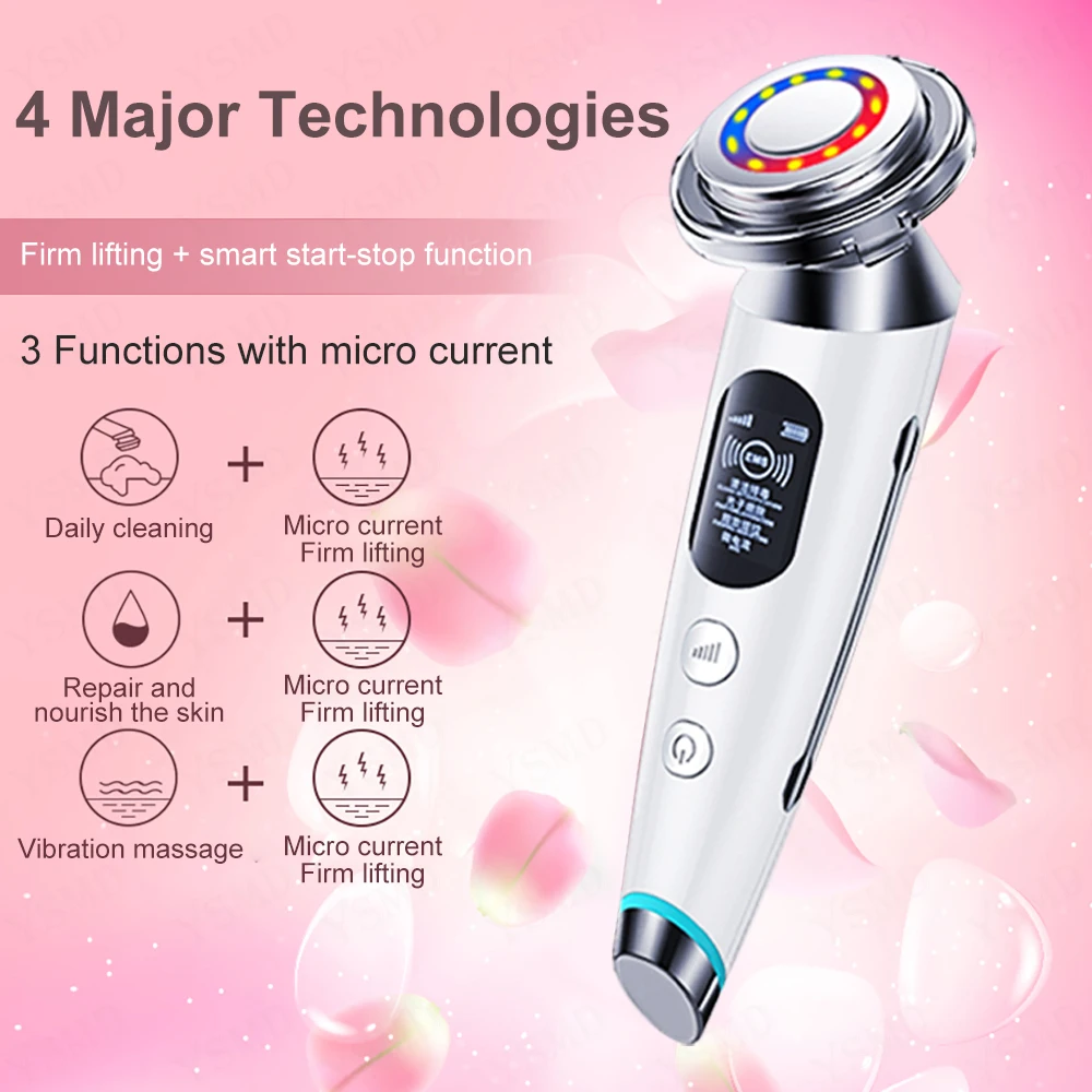 Hautpflege LED Photon Therapie Anti-Falten Rf Hebe Schönheit Gesichts Neck Massager Falten Entfernen Reinigung Microcurrents für Gesicht