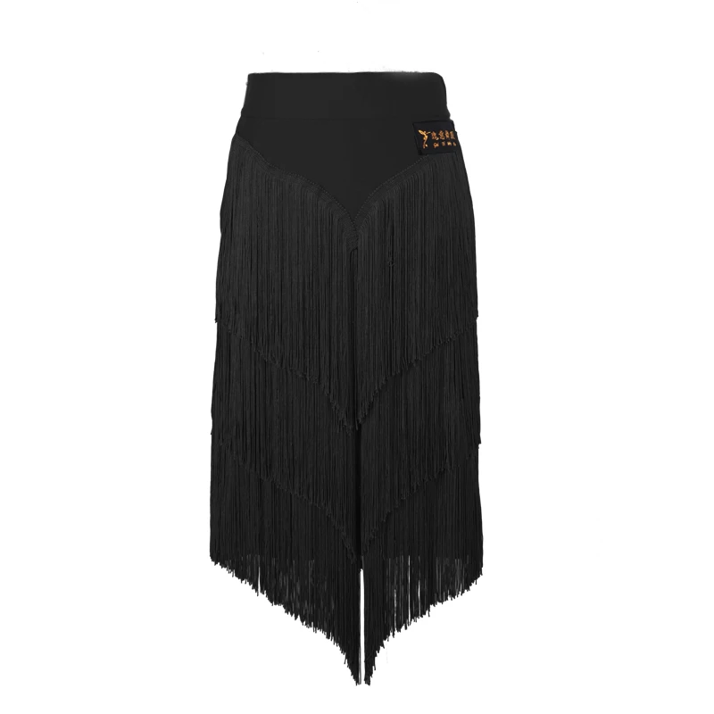 Latin Dance Fringe Skirts Women Orange/Black Adult Dance Clothes Samba Rumba Practice Performance Skirt Salsa Costume BL5926