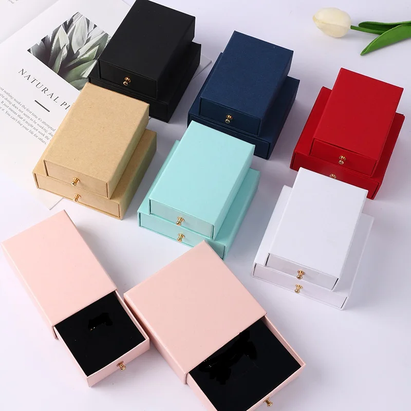 10Pcs Kraft Paper Jewelry Packaging Boxes For Necklace Earrings Bracelet Watch Gift Box Storage Case Wholesale Package