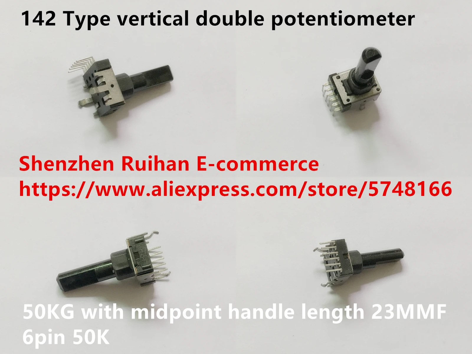 

Original new 100% 142 Type vertical double potentiometer 50KG with midpoint handle length 23MMF 6pin 50K (SWITCH)