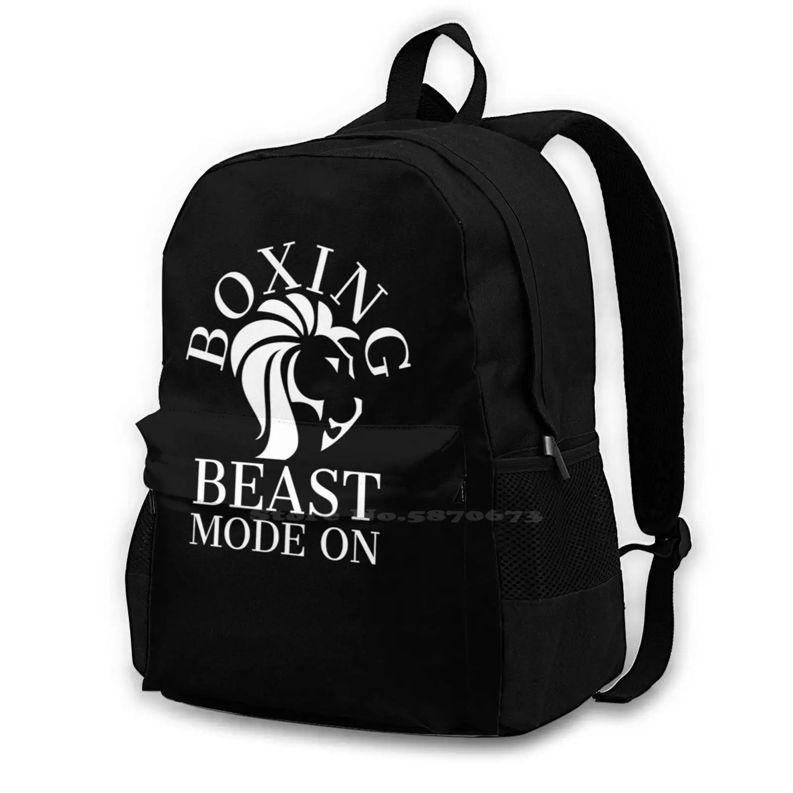 Beast Mode On. Boxing. Lion School Bags For Teenage Girls Laptop Travel Bags Fitness Gym Boxing Soccer Running Volleyball