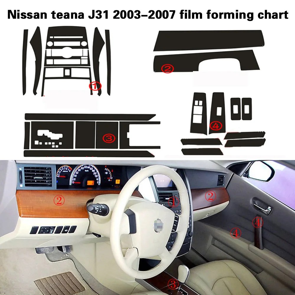 

Для Nissan Teana J31 2003-2007 внутренняя Центральная панель управления дверная ручка 5D наклейки из углеродного волокна Переводные картинки аксессуары для стайлинга автомобиля