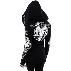 2025 Autumn Female Hooded Sweatshirt Zipper Up Slit Back Long Sleeve Loose print Women Fleece Hoodies Coats plus size women