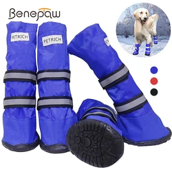 Benepaw Durable Waterproof Medium Big Dog Boots Winter Comfortable Adjustable Reflective Nonslip Snow Rubber Sole Pet Shoes