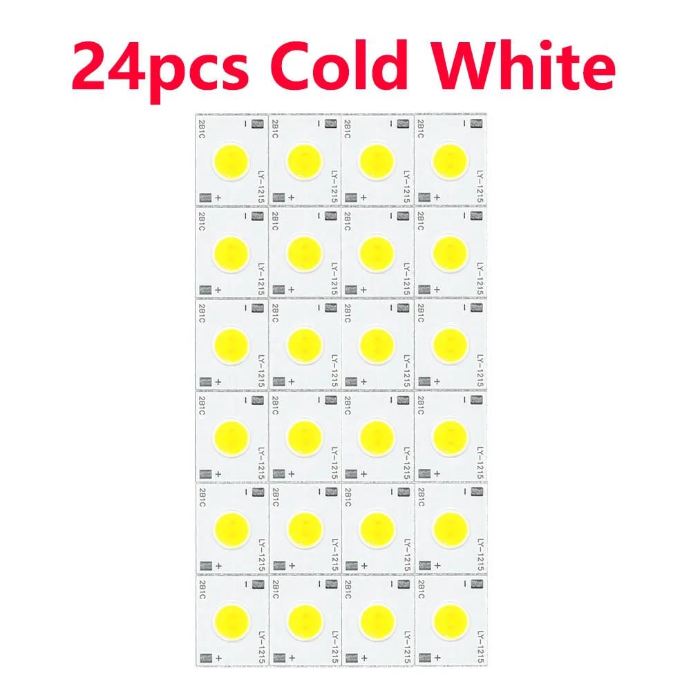 24Pcs/pack 1W 3-3.2V 250-300mA LED Chip Light Spotlight Downlight Lamps COB Light Bulb Beads Integrated Surface Chip Board