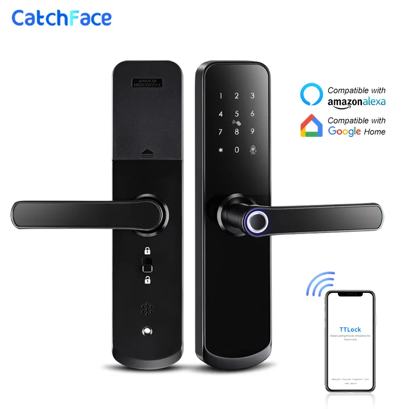 Bluetooth Fingerprint Door Lock TT Lock App Code Card Key Touch Screen Smart Door Lock Security Digital Electronic Lock For Home