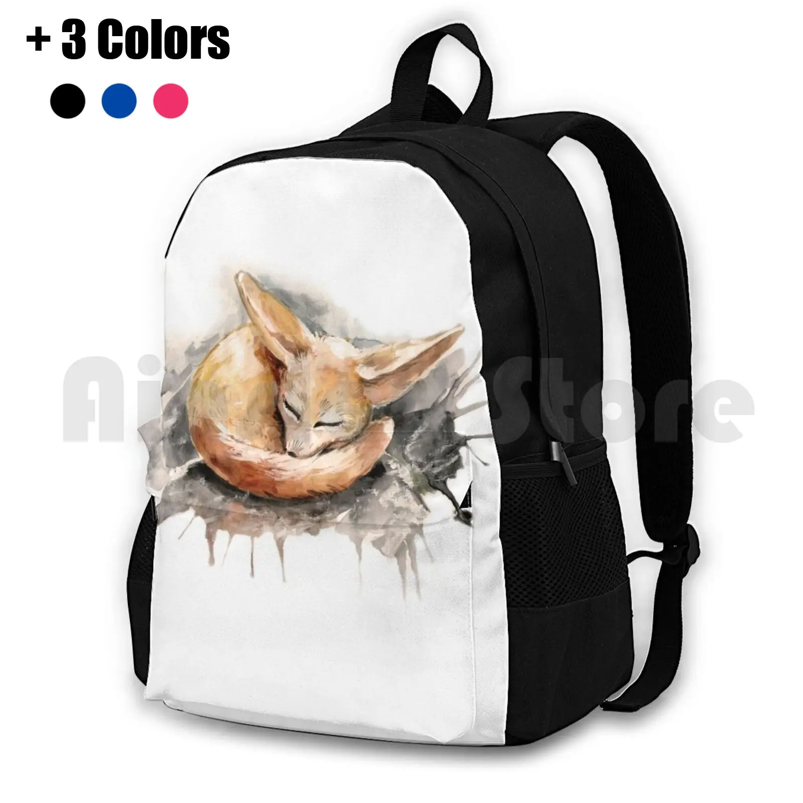 

Fennec Fox Outdoor Hiking Backpack Riding Climbing Sports Bag Sleepy Sleep Fennec Fox Aquarelle Animals Wild Nature Baby Kids