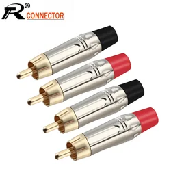 2PCS Nickel Plated RCA Audio And Video Plug Connector RCA Male Lotus Head RCA Jack Red&Black