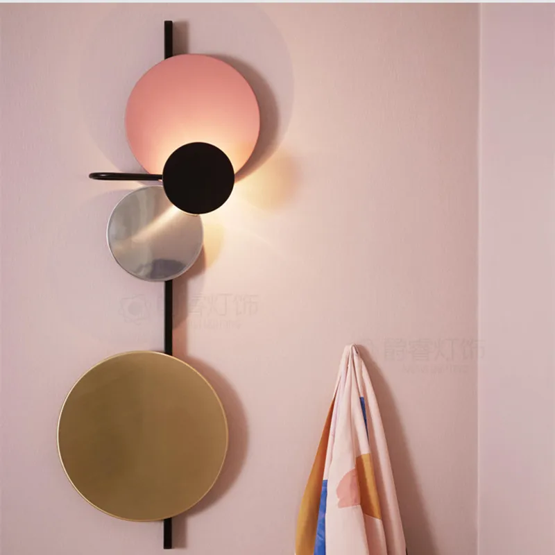 

Nordic Loft Art DIY Style Multicolor Metal Round Circle Led Wall Lamp Planet Led Wall Scones Hotel Bedside Decro Indoor Lighting