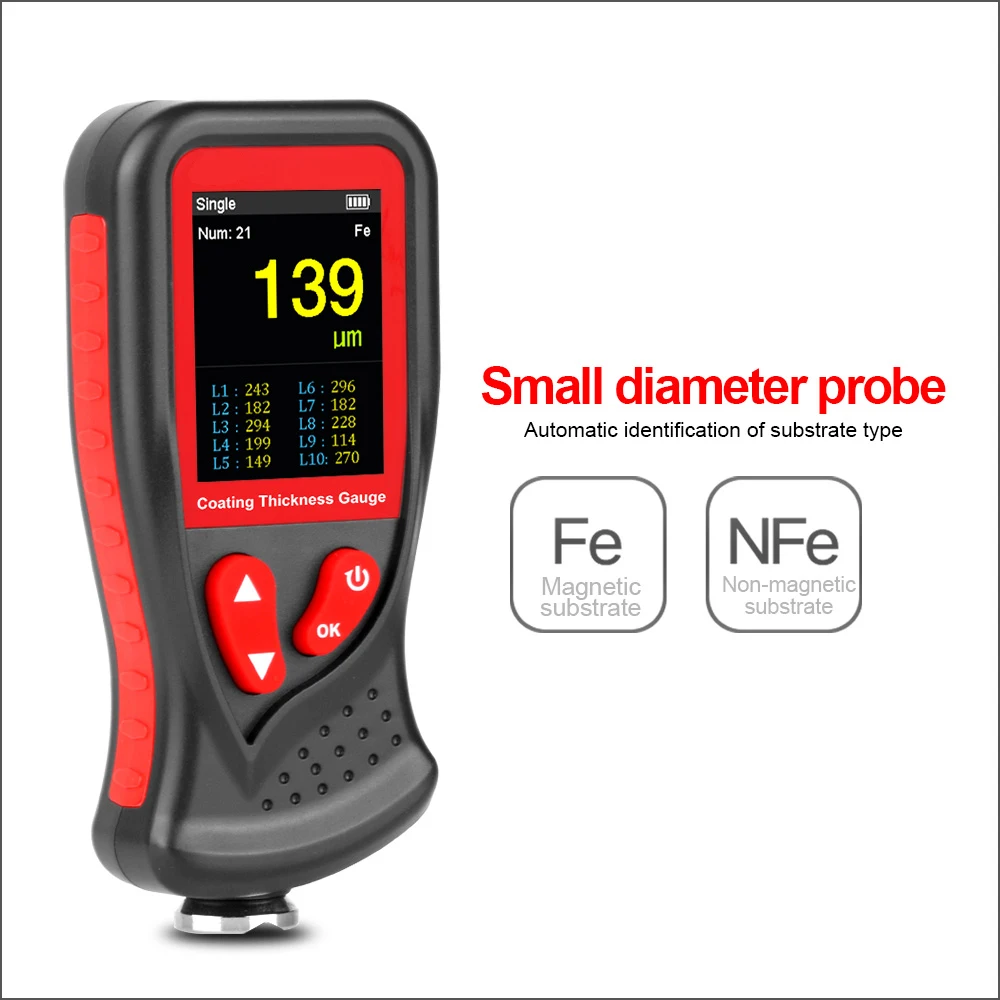 RZ Thickness Gauge Meter Paint Coating Digital Thickness Gauge Car Film Thickness Gauge Tester Rechargeable Thickness Gauge