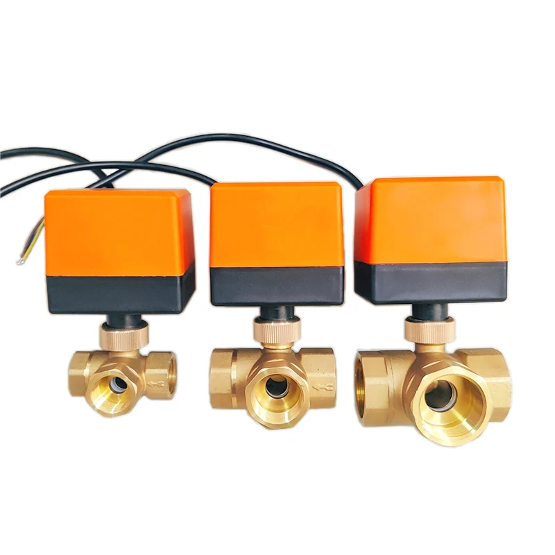 

1/2" 3/4" 1" 1-1/4" 1-1/2" 2" Electric Ball Valve Brass Air Conditioning Floor Heating Solenoid Valve Three-Way AC220V