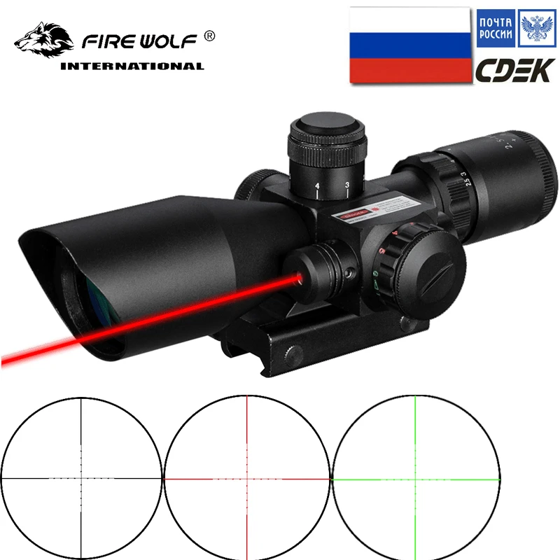 Fire wolf 2.5-10X40 Hunting tactical Optical sight red green Illuminated with Red Laser air gun Spotting scope for rifle hunting