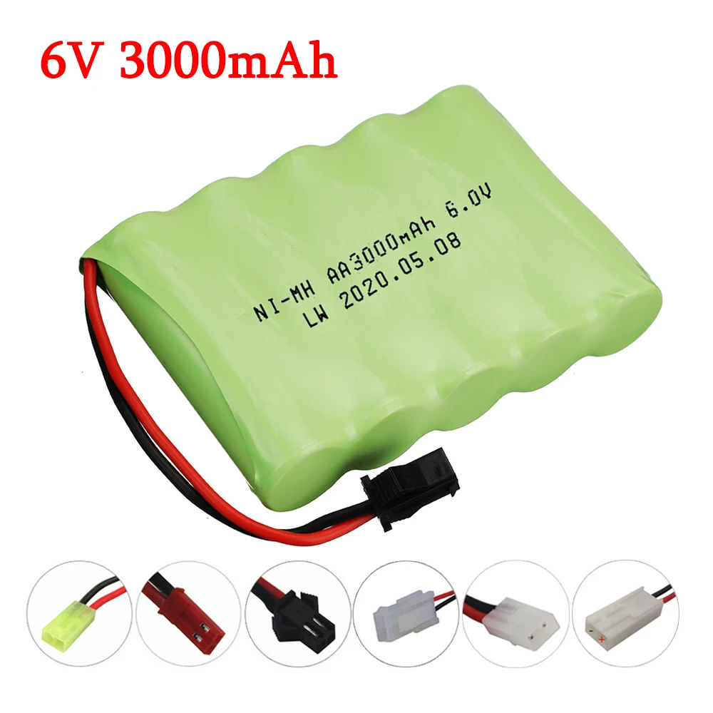 อัพเกรด6V 3000Mah Ni-MH แบตเตอรี่6.0V 3000MAh สำหรับ Rc ของเล่นรถถังรถบรรทุกหุ่นยนต์เรือปืนรุ่นความจุสูง