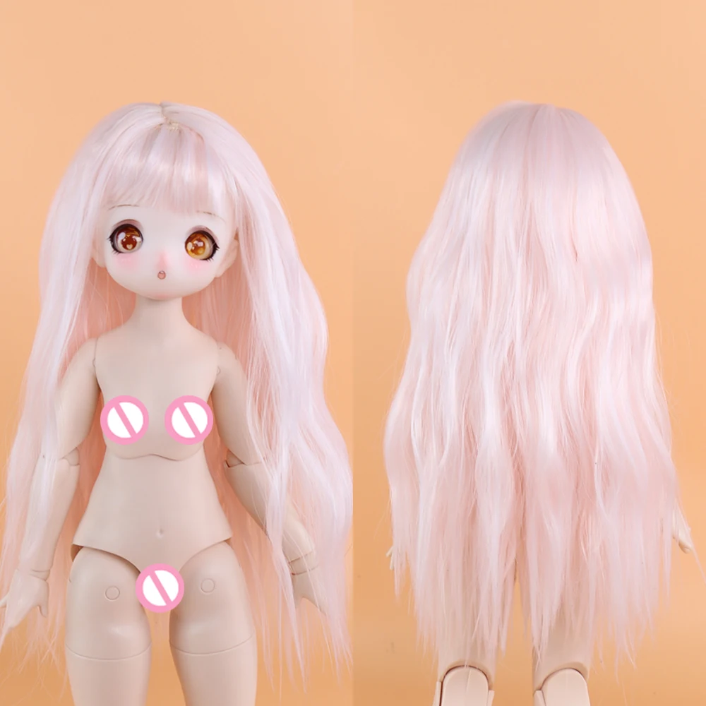 Sonho fada 1/4 boneca peruca com capa de silicone em linha reta, cabelo encaracolado adequado para 16 Polegada bjd dd bonecas, apenas cabelo à venda