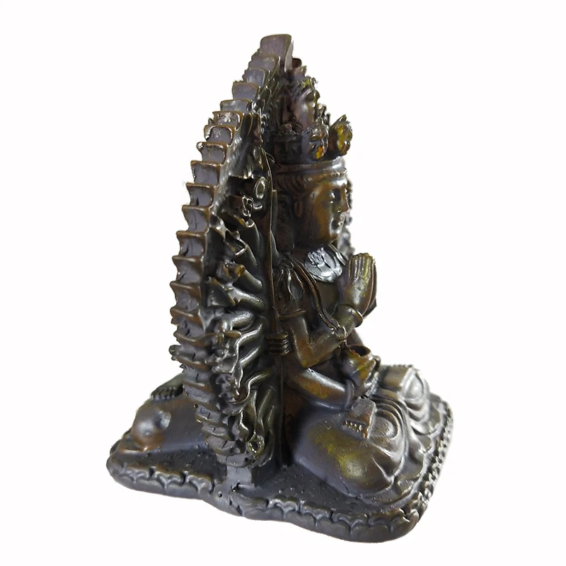 Stone Color Thousand-hand Guan Yin Buddha Statues Ornaments Resin Kwan Yin Buddha Sculpture Figurines Home Zen Garden Decoration