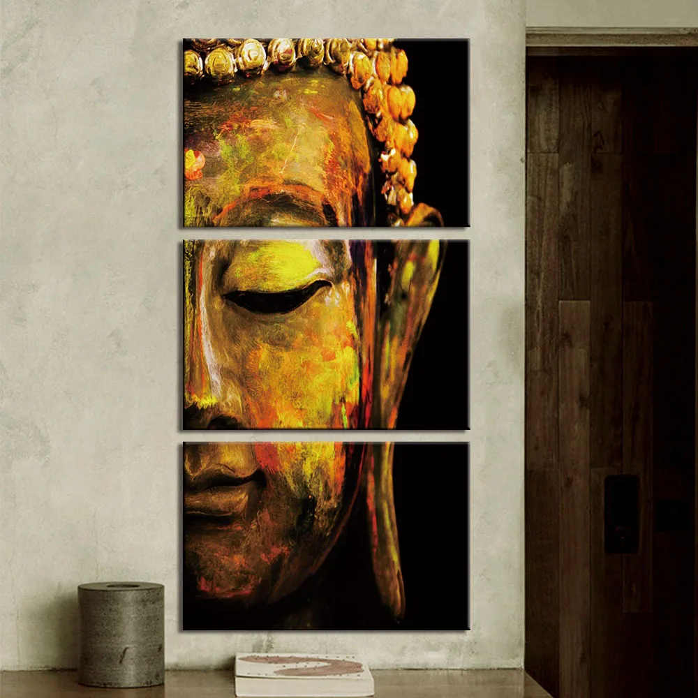 Canvas Painting Abstract buddha 3 Piece Picture Wall Art Prints Modular Cuadros Póster Home Decor