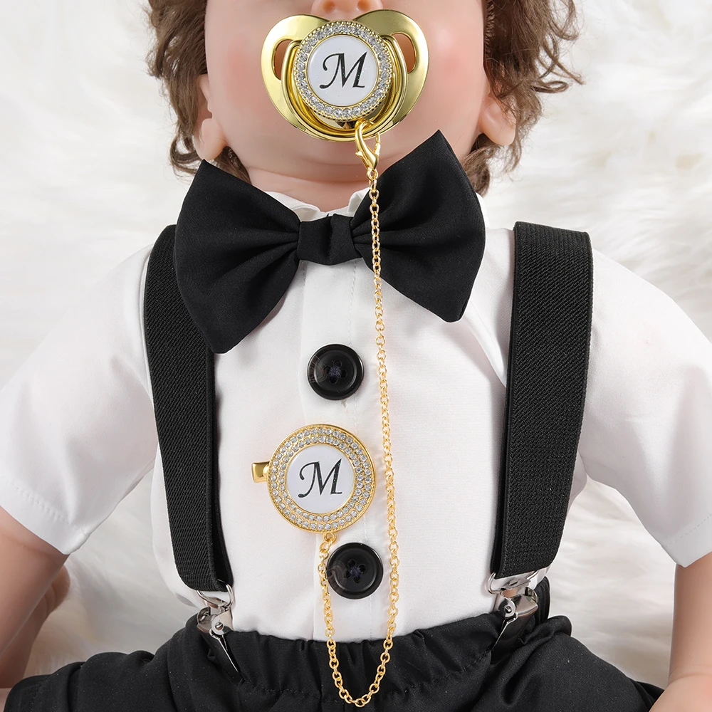 Gold Pacifiers Luxury Babi Pacifier Silicone Adult Pacifier Bling Infant Nipple BPA Free Baby 26 Letter Initials Chupetero