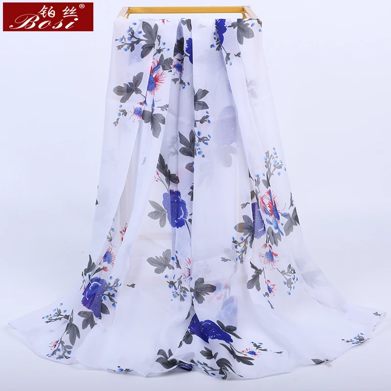 2020 New Chiffon scarf Flowers print women fashion luxury brand hijab bohemian summer ladies scarfs poncho shawl ladies scarves