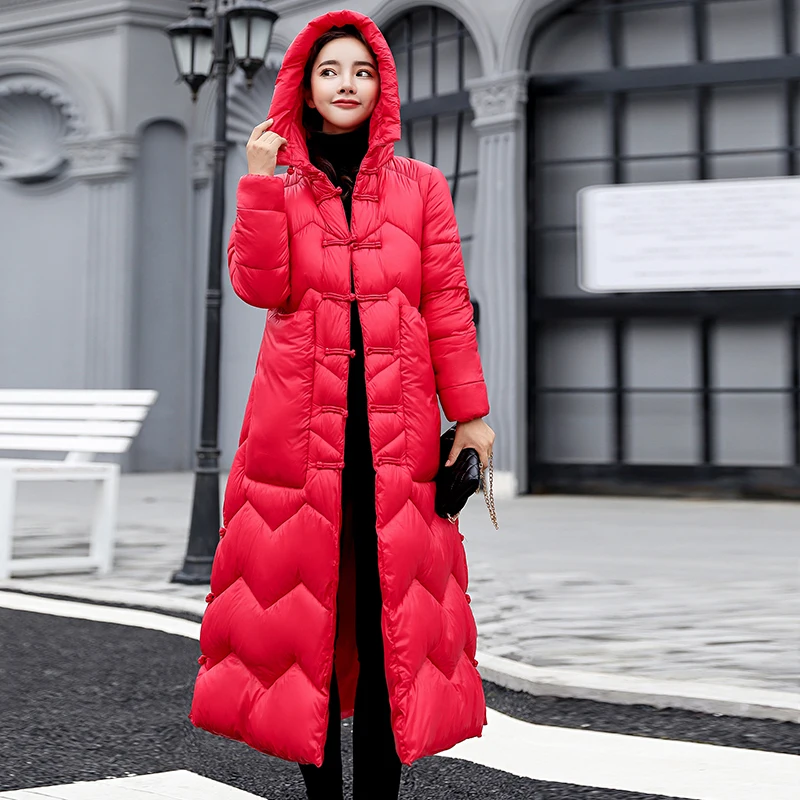 2020 Winter Jacket Women Long Coat Woman Parka Red Down Cotton Padded Parkas Women's Jackets Jaqueta Feminina KJ666