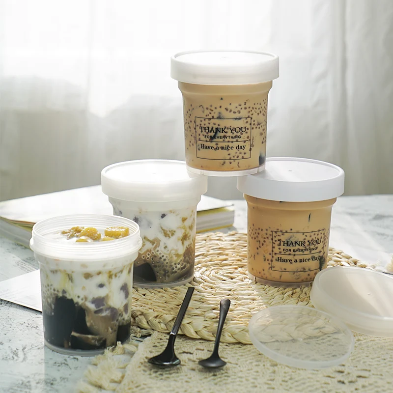 

10pcs 500ml yogurt cup mousse cake cup net red ice cream cup plastic packaging box matte transparent milk dessert cup with lid