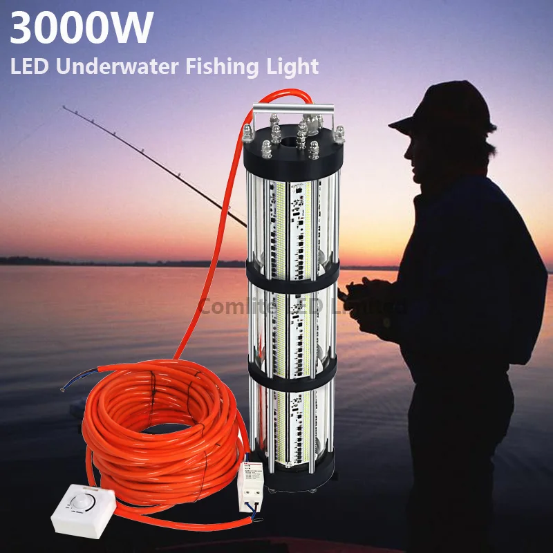 Fishing Lure 3000W AC 200-240V 30M Cable Deep Underwater LED Fishing Light for Squid Whitebait