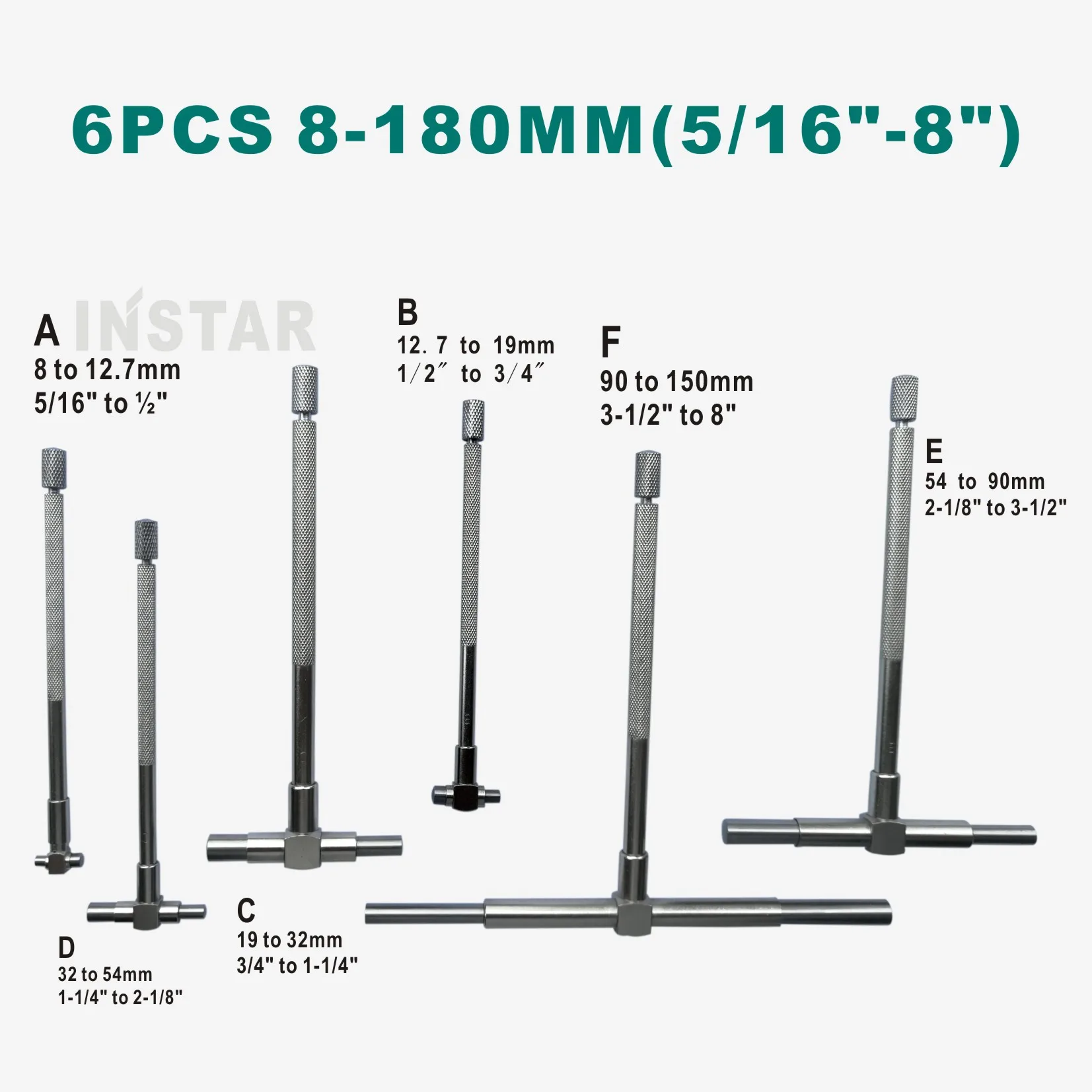 INSTAR 6pc Telescopic Gauge 8-150mm (5/16 \