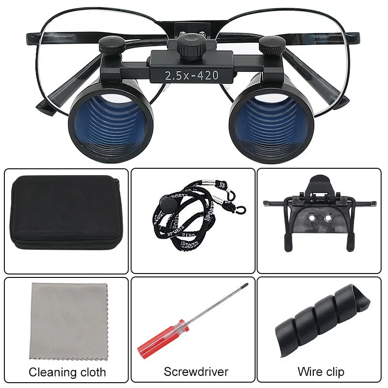 Binocular Magnifier 2.5X 3.5X Dental Loupe Wide Field of View Working Distance 320-420 mm Ultra-lightweight Magnifying Glasses