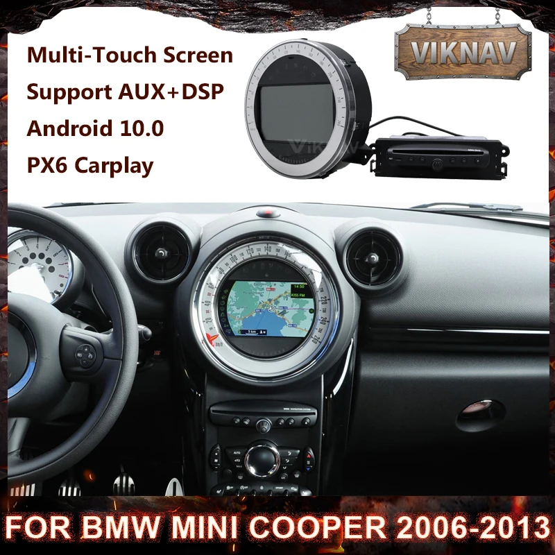 GPS PX6 Android 10.0 Car Radio For BMW Mini Cooper 2006 2007 2008 2009 2010 2011 2012 2013 Audio Multimedia Player Carplay 2 DIN