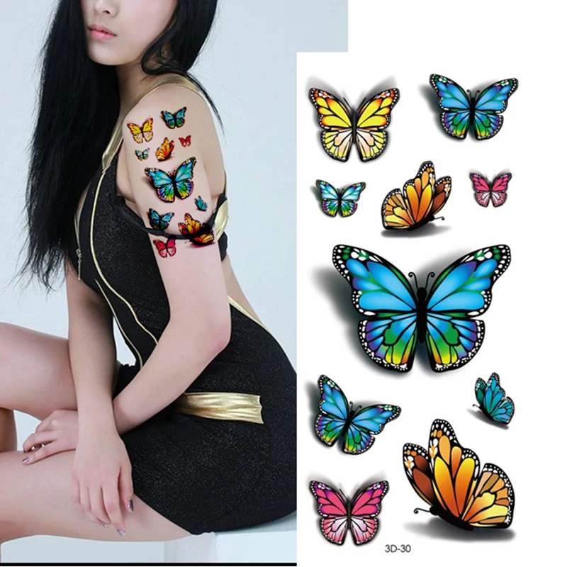 36 Pieces/set Waterproof Transfer Body Tattoo Temporary Tattoo Sticker Flower Rose Butterfly Art Fake Beauty Flash 3D Tattoos