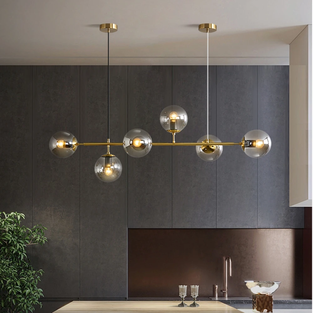 

Nordic chandelier long Black designer bubbles glass ball light For Art Decoration Restaurant Home loft style e27 chandelier