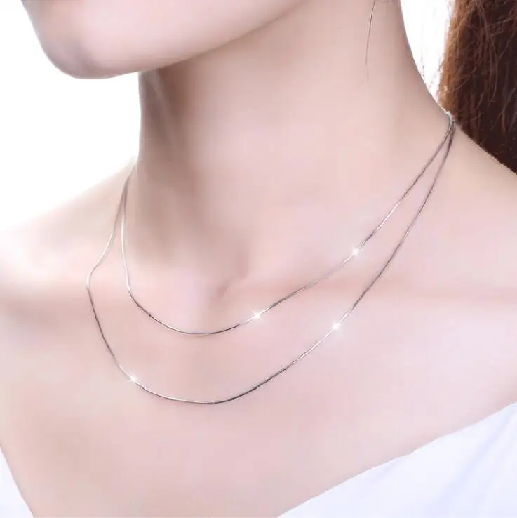 Multiple Classic Styles Real Tibetan Silver Necklaces Slim Thin Snake Chains Necklace Women Jewelry Body Box Chain for Woman