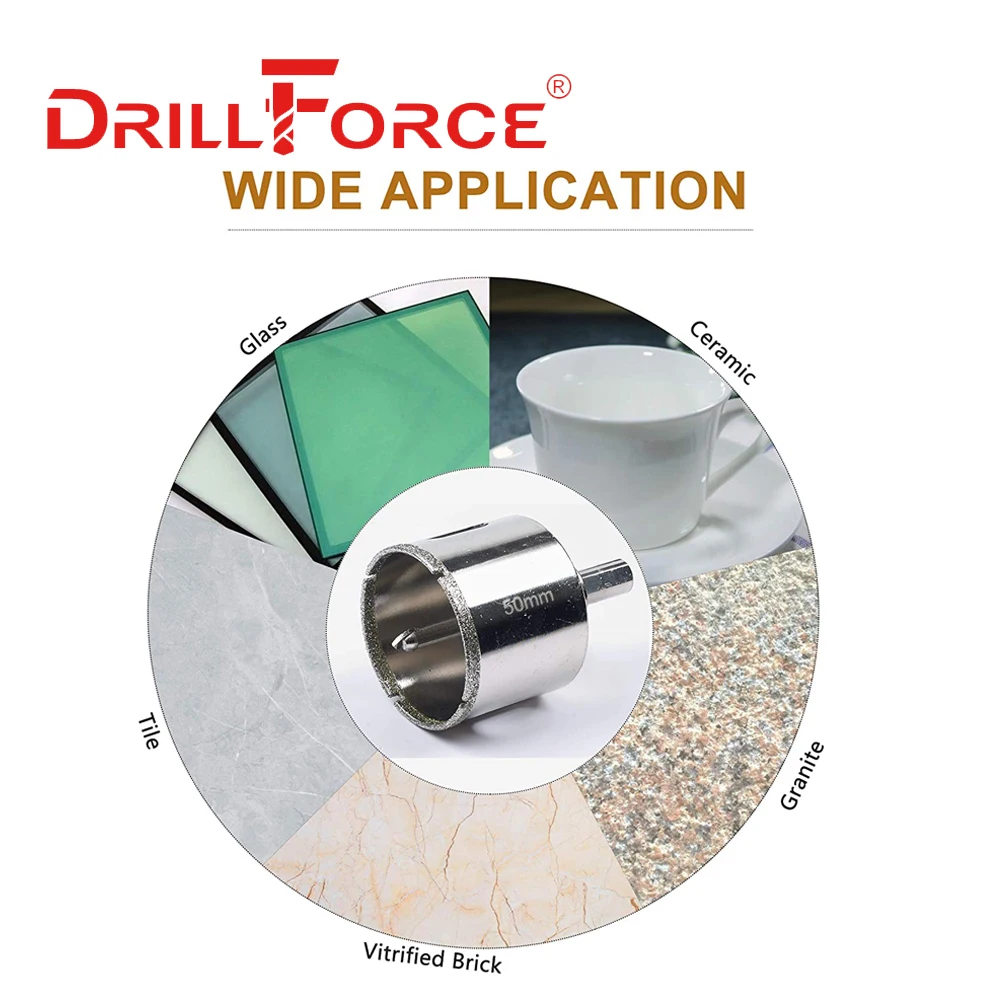 Кольцевая пила Drillforce 16-100 мм, колонковое сверло, открывалка, режущие инструменты для Mable, керамическое стекло с центральным сверлом
