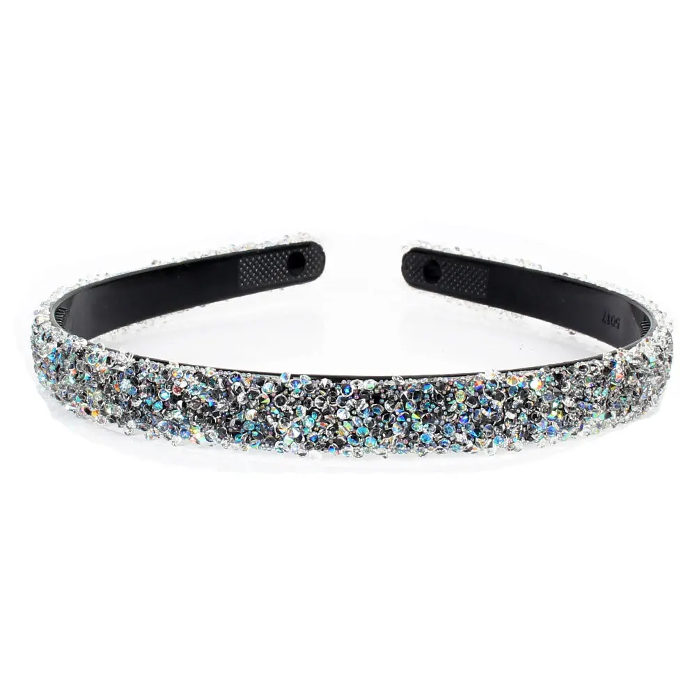 Ladies imitation crystal pearl rhinestone luxury hair accessories shiny soft cushion hair band headwear high quality jewelry