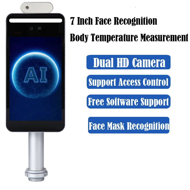 7 inch 8inch  No contact Face Mask Temperature Measurement Detector Face Recognition access control time attendance machine