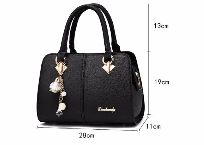 New style Ladies new one-shoulder handbag European and American fashion pu Boston crossbody bag  huashen 28X11X19cm