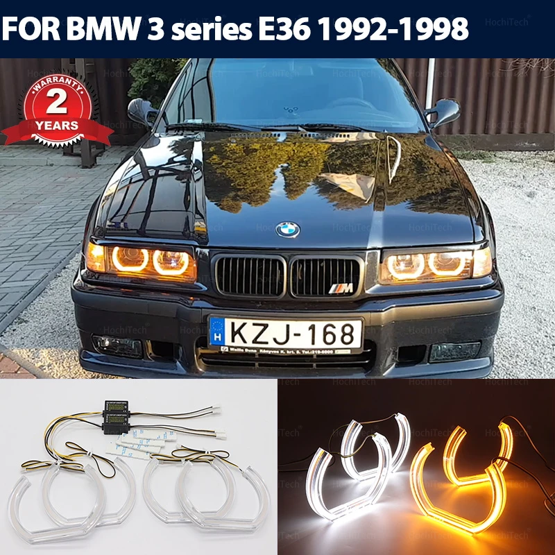 

2 Years Warranty Hight Quality LED ice Crystal Angel Eyes Kit White Halo Ring for BMW E36 3 Series with Euro headlights 1992-98