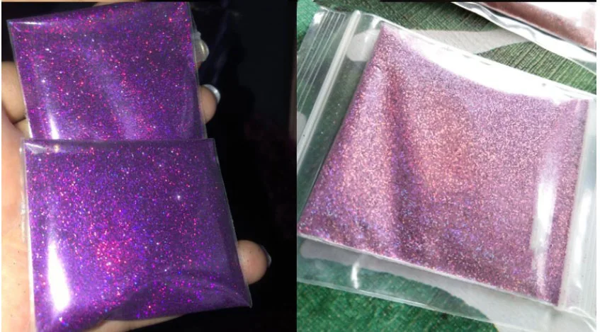 Holographics Prego Em Pó, Laser Glitter, Prata, Rosa, Chrome Pigmento das Unhas, pó lantejoulas, Flocos Decoração, polonês DIY, 24 Cores, 50g