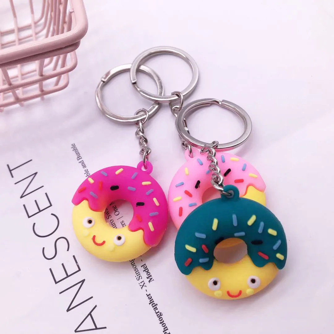 Cartoon Donut Keychain Food Dessert Children Keychain Schoolbag Backpack Key Chain Doll Pendant Jewelry Accessories