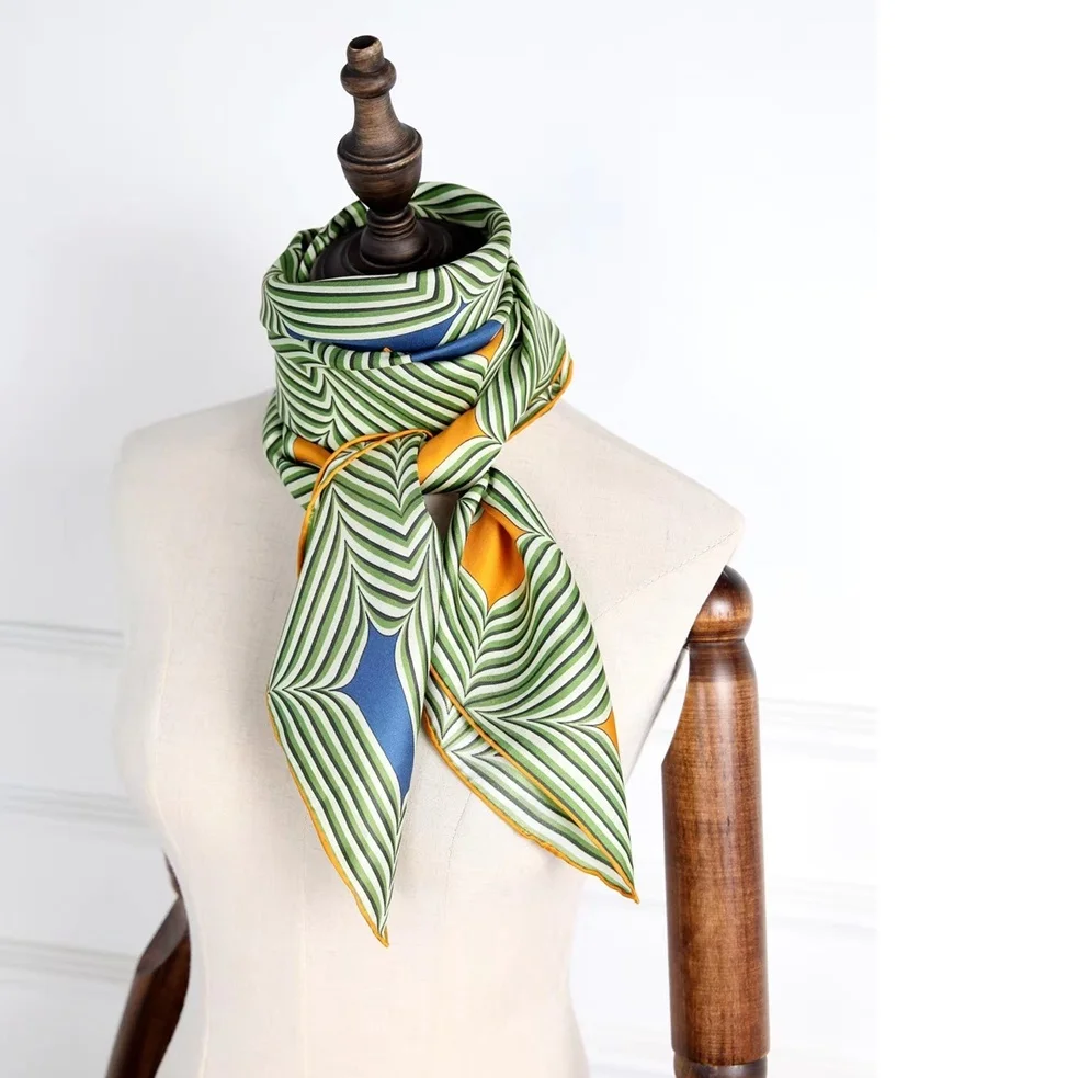Women 100% Silk Scarf Shawl Fashion Hijab Head Scarves for Hair Wrapping 88*88cm