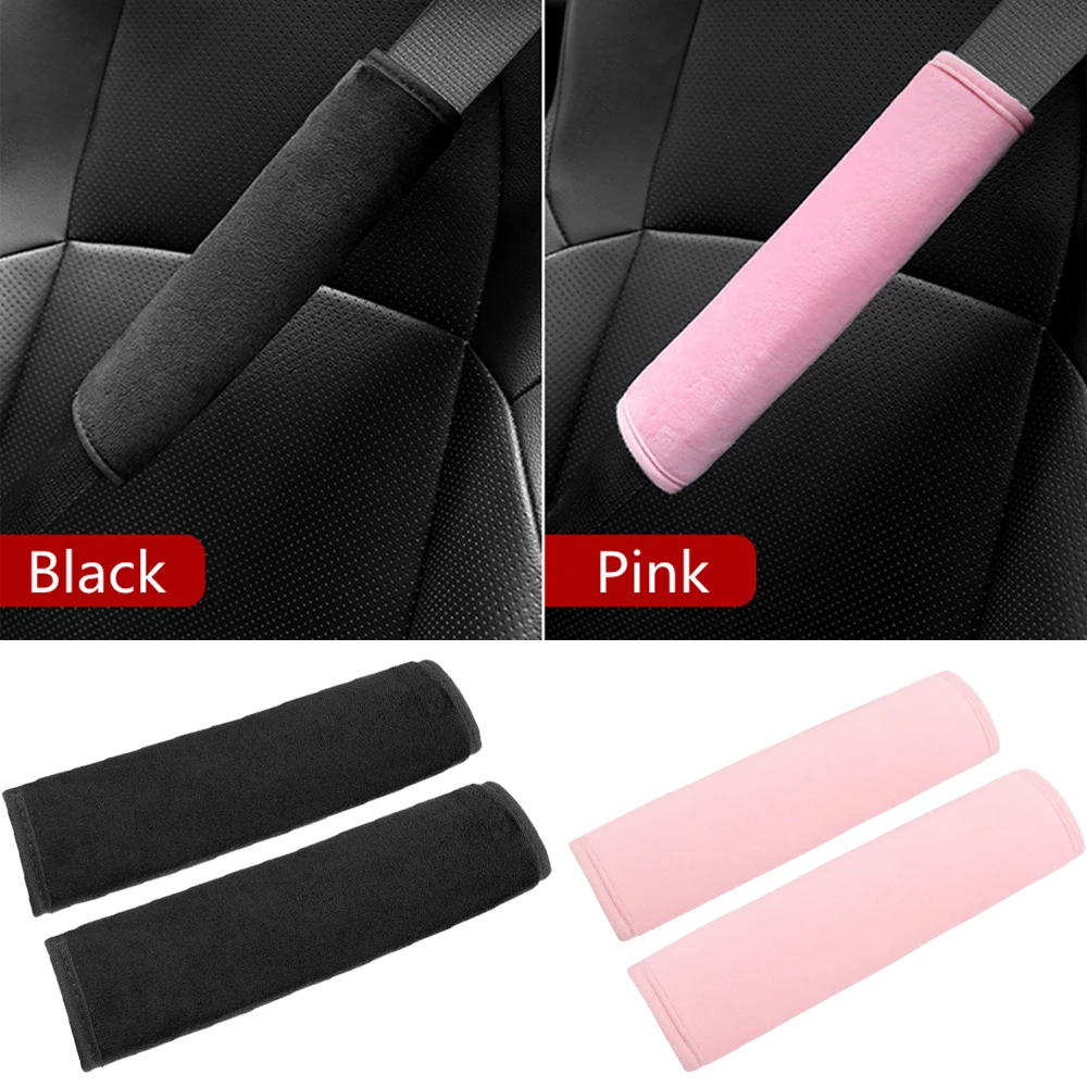2pcs Soft Hairy Car Seat Belt Cushion Cover Safty Belt Seatbelt Shoulder Pad Protection For Kids Children Pink Accessories