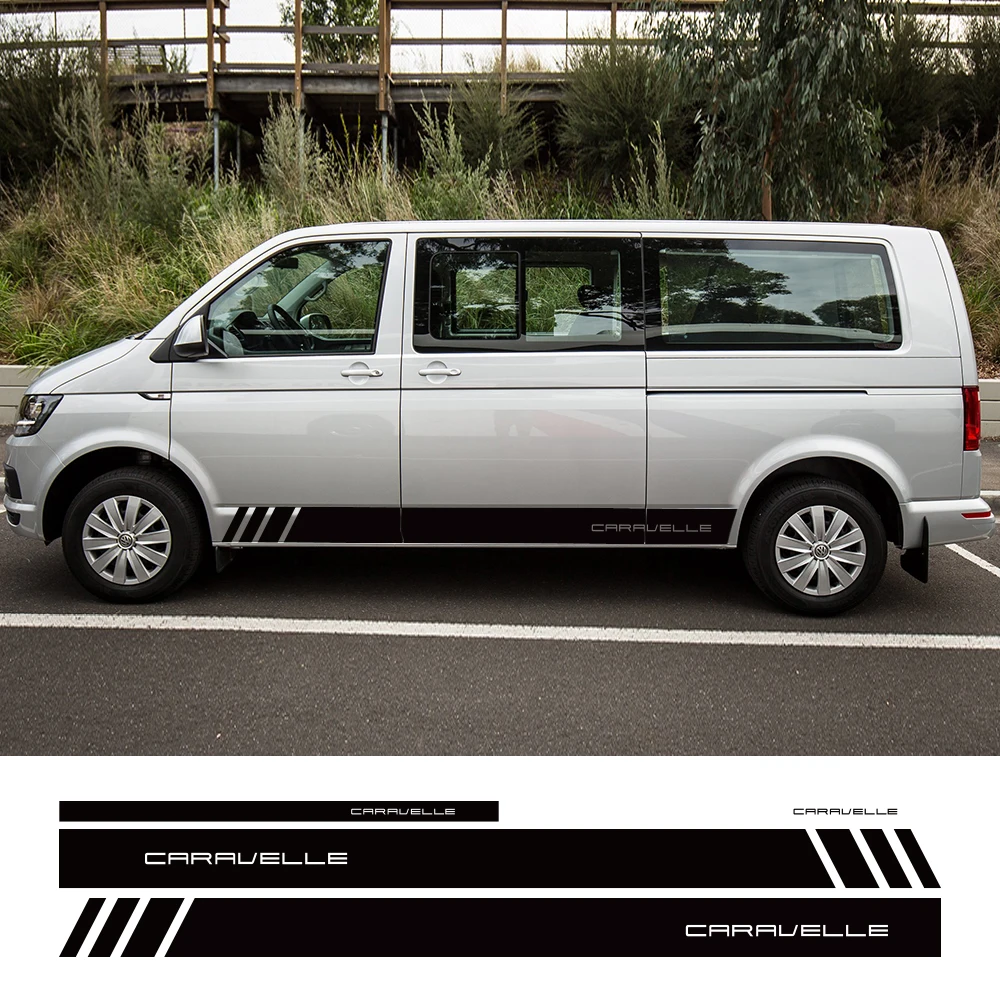 4PCS Car Door Side Rear Skirt Stickers For Volkswagen VW Caravelle Transporter T4 T5 T6 DIY Auto Tuning Accessories