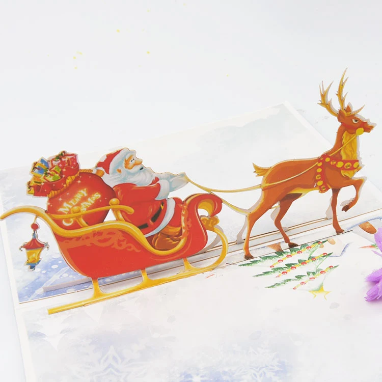 Neue 3D Pop-Up Weihnachtskarten Weihnachtsmann-Einladungskarte Partykarte Kindergeschenke Neujahrs-Dankeskarte Feiertagsgeschenk Postkarte – Detail 23
