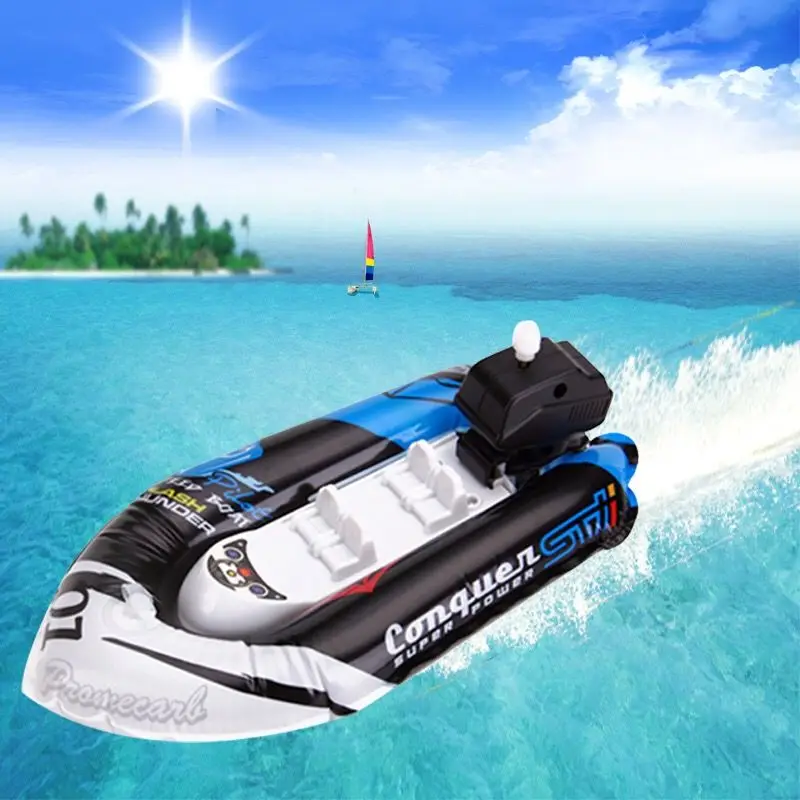 Creative inflatable pull back boat children bath toy bathroom swimming pool chain kayak hovercraft water toys for children