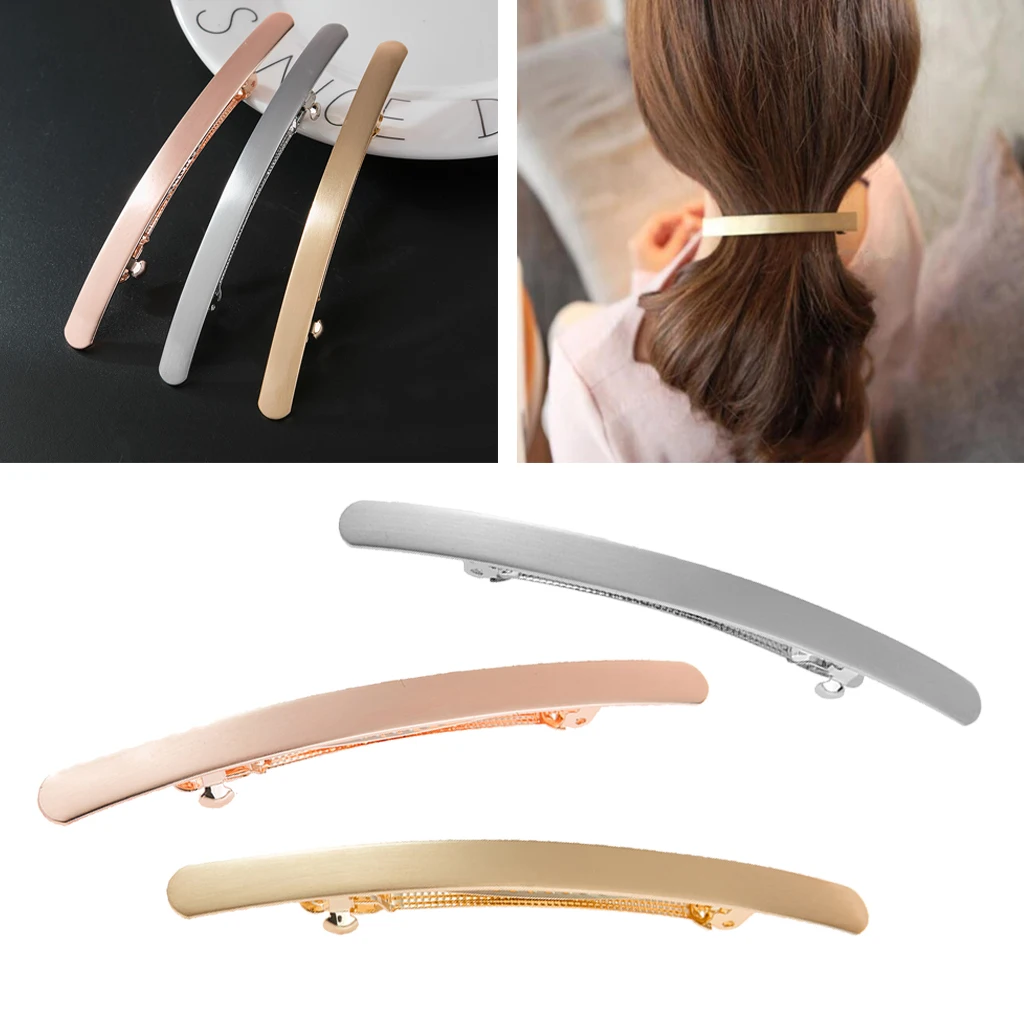 Automatic Smooth Spring French Barrette Slim Bridal Prom Hair Clip Hairpin Headwear for Women Girls